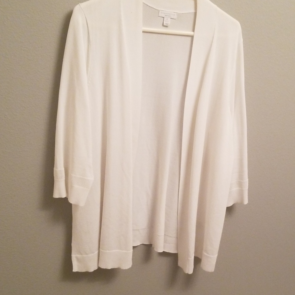 White open-front cardigan
